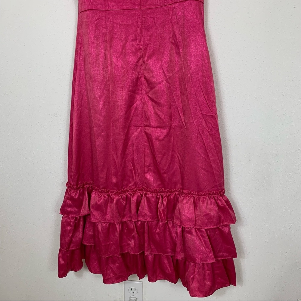 Rachel Parcell Flutter Sleeve Ruffle Pink Midi Dress NWT Sz 8 - Picture 12 of 12